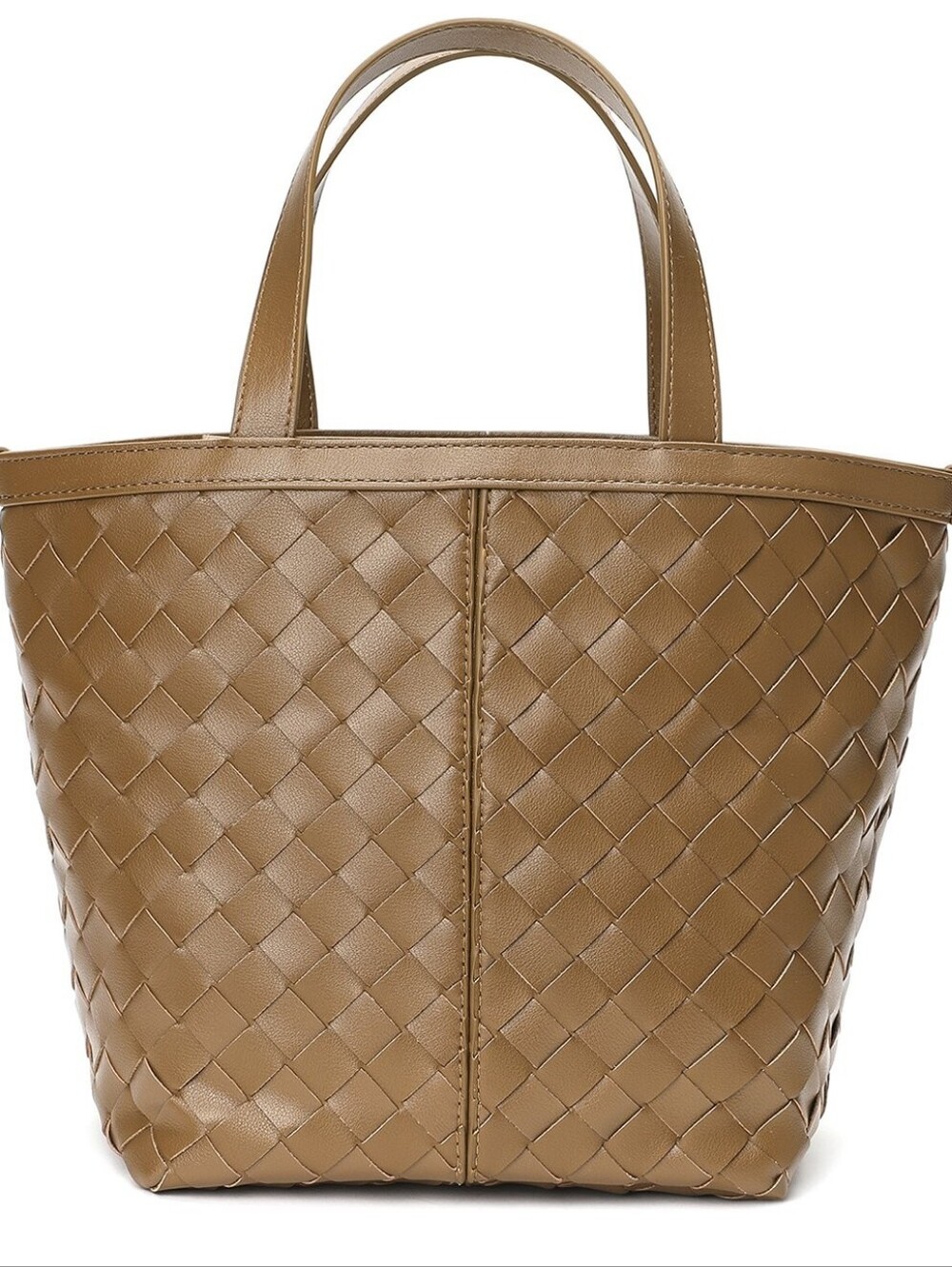 Tiffany & Fred Paris Woven Leather Top Handle Shoulder Bag Caramel NWT